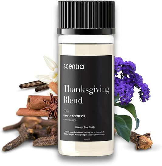 Thanksgiving Blend Essential Oil – 50ml Holiday Aromatherapy with Cinnamon, Clove, Vanilla & Coconut | Fall Diffuser Oil for Home, Gifting, Candles & DIY Soaps