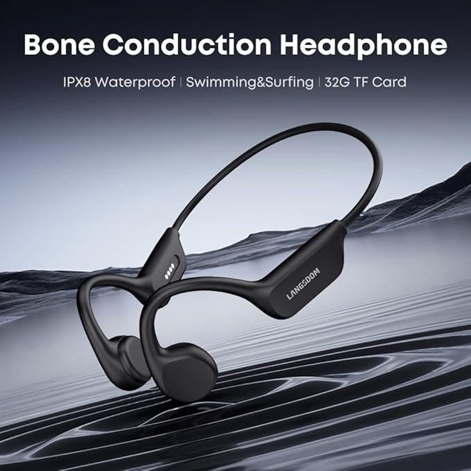 Bone Conduction Headphones IPX8 Swimming Waterproof Dustproof Sweatproof MP3 Player Headset Underwater Music Player 32GB Memory, Open-Ear Wireless Bluetooth 5.4 with Mic for Running, Cycling