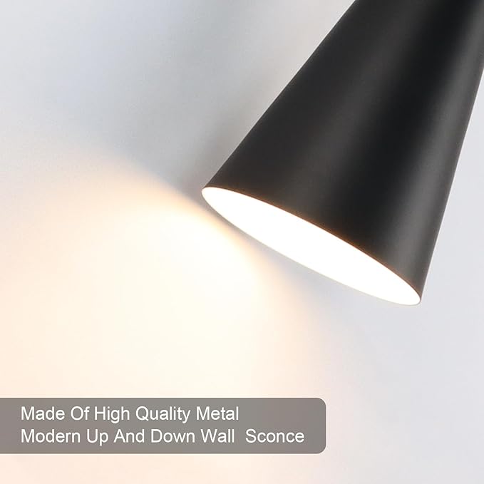 Wall Sconce Bathroom Sconces Wall Lighting, 15 inch Black Modern Sconces Up Down Lights Wall Decor Indoor Wall Light Fixtures for Living Room Hallway Staircase Bedroom Hardwired