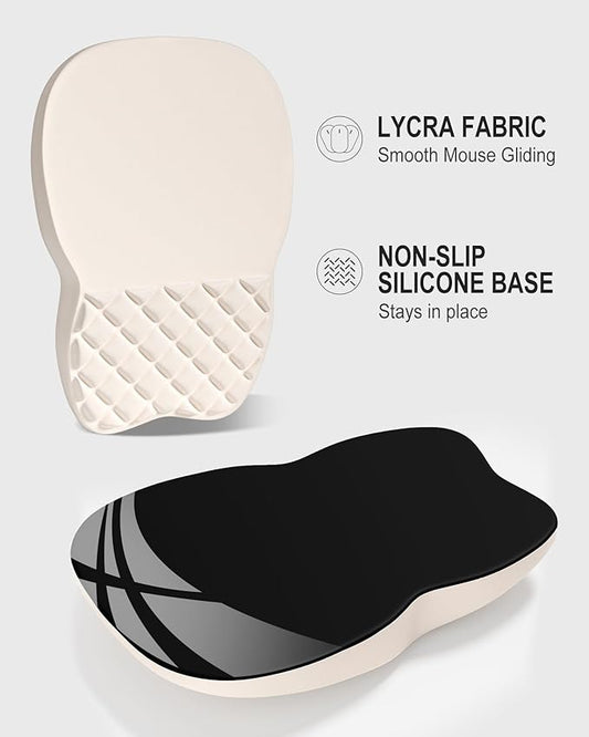 Auhoahsil Ergonomic Mouse Pad with Wrist Rest, Comfortable Slope Computer Mouse Mat with Wrist Support, Memory Foam Filling, Non-Slip Silicone Base, Pain Relief, for Gaming & Work, 8 x 12 in, Beige