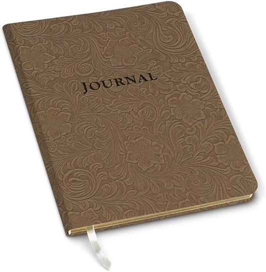Gallery Leather Journal Notebook - 192 Pages, Softcover, For Men and Women, For Writing, Work & Travel, Handcrafted - Floral Espresso - 9.75 x 7.5, Large Lined