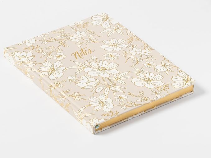 Eccolo Large Lined Journal Notebook, Hardbound Cover, Writing Journal, 256 Ruled Pages, Gilded Edge, Ribbon Bookmark, Lay Flat, Desk Size for Work or School (Delicate Floral, 8x10 inches)