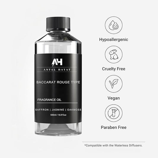 Baccarat Rouge 540 Diffuser Oil 500mL - Home Luxury Scents Refill - Antal Hayat Diffuser Oil - Luxury Hotel Inspired Aromatherapy - Baccarat Rouge Fragrance for Home - Inspired by Baccarat Perfume