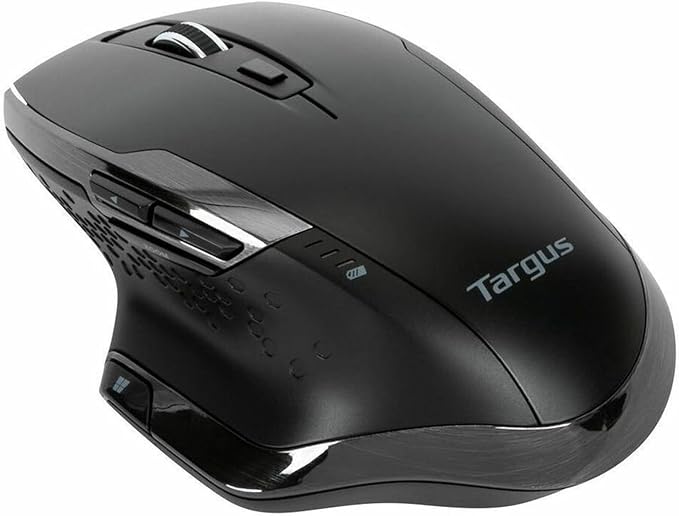 Targus Bluetrace Wireless Ergonomic Mouse, 2.4GHz Connection with USB and Laser Precision, 7 Functional Buttons, Black (AMW584GL)