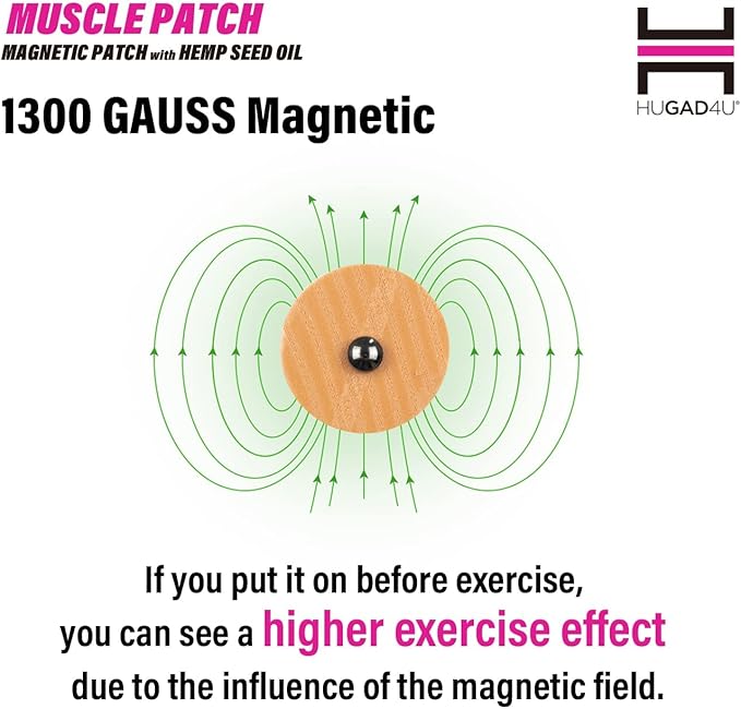 [45Pack] Muscle Magnetic Patch with Natural Oil, Magnetic Acupressure Patches, 1300 Gauss, Magnet Therapy, Light Magnetic Energies, Made in South Korea (45)