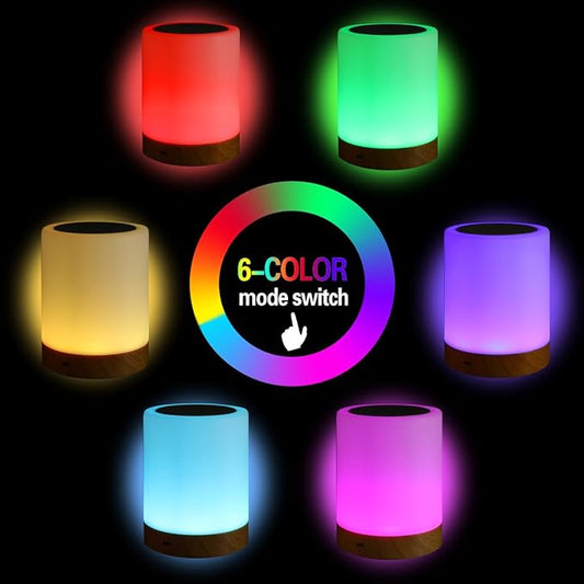 Night Light, Dimmable Touch Lamp for Bedroom Living Room Baby Nursery, Portable Table Bedside Lamp with Rechargeable Internal Battery Night Lamp Warm White Light & Color Changing RGB