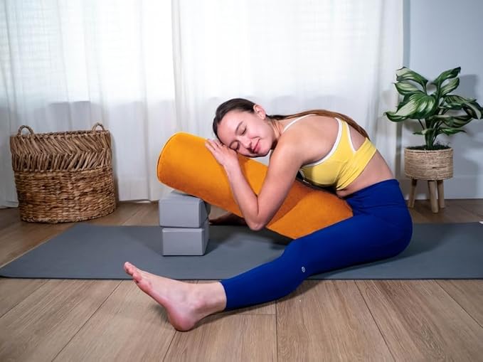 Sol Living Yoga Bolster Pillow for Restorative Meditation - 100% Cotton Cylindrical Cushion with Washable Cover for Balance Support in Asana Poses