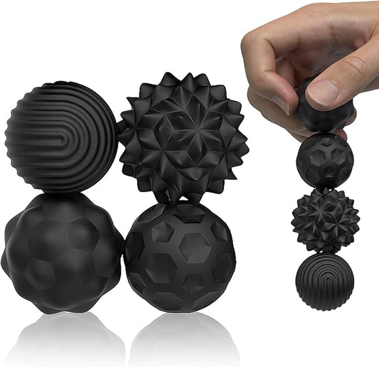 8 Pieces Fidget Toys Adults Magnetic Fidget Balls Silicone Magnetic Fidgets Anxiety Relief Items for Anxiety ADHD Portable Desk Toys for Office Travel Home Party Gift Class Prizes(Black, 8)