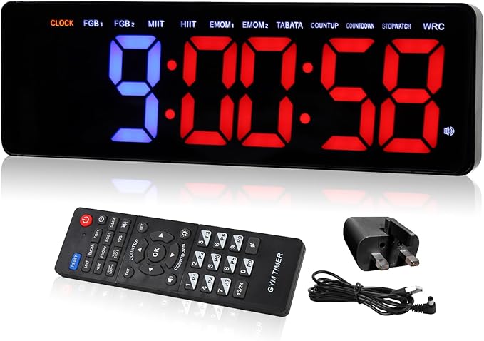 Gym Timer 15'.7' Large Wall Clocks for Home Gym, Interval Workout Countdown Clock Remote Control for Boxing Fitness Home Gym Sport Accessories