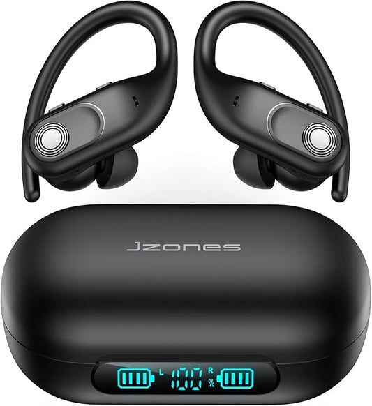 Wireless Earbuds Bluetooth Headphones 130Hrs Playtime with 2500mAh Wireless Charging Case LED Diaplay Hi-Fi Waterproof Over Ear Earphones for Sports Running Workout Gaming