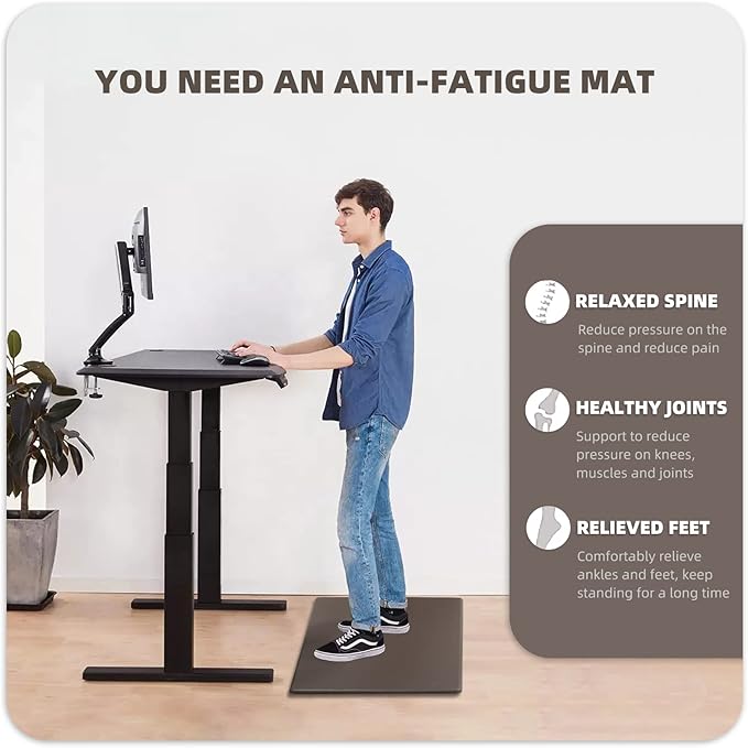 Color&Geometry 0.71" Extra Thick Anti Fatigue Cushion Kitchen Floor Mat,Easy Clean, Water & Oil Proof, Non Slip, Foam Padded Runner Rug for Front Sink,20"x 47" Brown (2.0 Version)