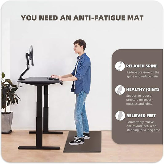 Color&Geometry 0.71" Extra Thick Anti Fatigue Cushion Kitchen Floor Mat,Easy Clean, Water & Oil Proof, Non Slip, Foam Padded Runner Rug for Front Sink,20"x 47" Brown (2.0 Version)