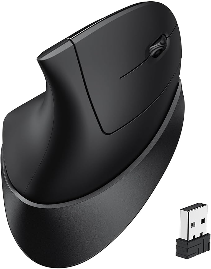 iClever Ergonomic Mouse, 2.4G Wireless Vertical Mouse with 4 Adjustable DPI, Silent Click, 7 Buttons, 3 Adjustable Tilt, Rechargeable Mouse Jiggler for Laptop, Desktop, PC, Computer, Windows 8/10/11