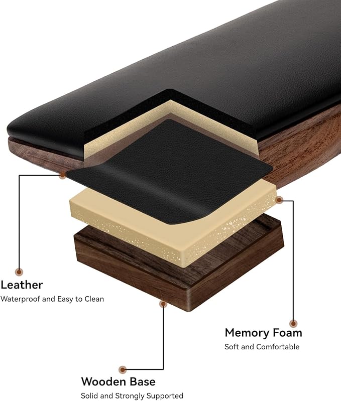 Keyboard Wrist Rest with Memory Foam Anti-Slip Rubber Base Ergonomic Wooden Wrist Rest for Mechanical Keyboard Durable and Easy to Clean for Gamer Staff (Dark Brown Wood)