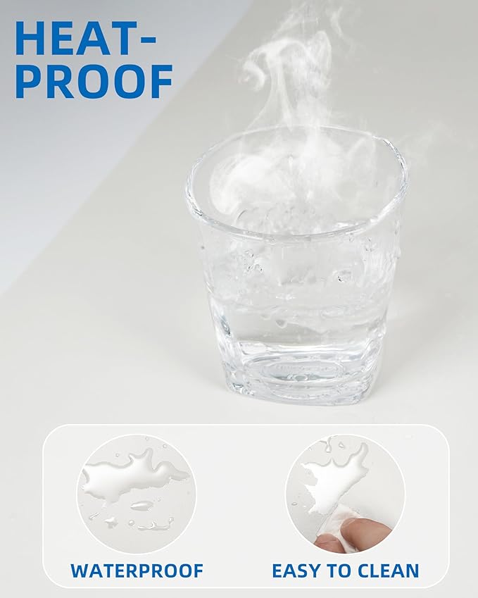 AFIING Leather Desk Pad Protector,48"" x 23""Large desk mat,Office Desk Mat, Non-Slip PU Leather Desk Blotter,Mouse pad,Waterproof Keyboard mat for Office/Home/Decor (Ivory white)