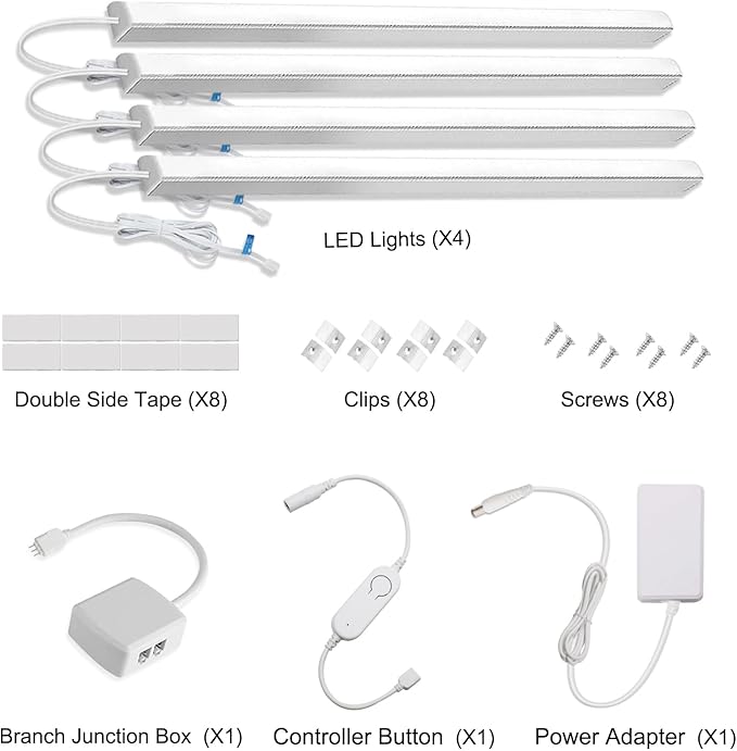 Cefrank Smart Under Cabinet Lighting, 4-Pack 12" V Shape LED Light Bar Kit - Dimmable 2700K to 6000K Color Adjustable, Control with App - Compatible with Alexa, Google Assistant