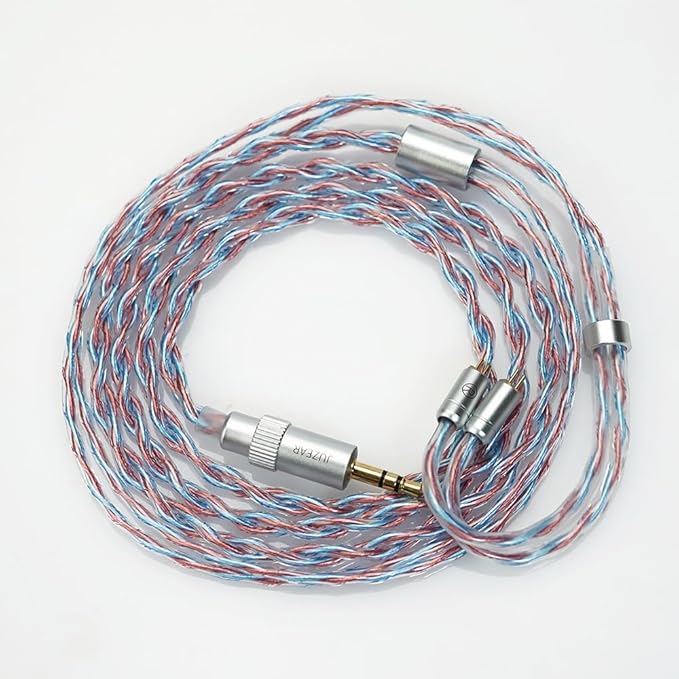 HiFiGo JUZEAR Flare IEM Cable, 6N Single-Crystal Copper & Silver-Plated Hybrid, 4μm Gold-Plated Interchangeable Plugs (3.5mm/4.4mm), High-Resolution Audio Cable for in-Ear Monitors (Rainbow Cable)