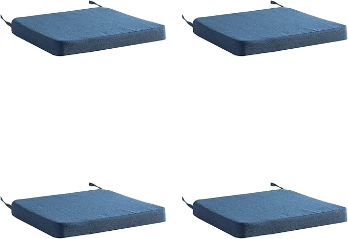 Chair Cushion for Dining Chairs with Ties 4 Pack Non Slip Memory Foam Kitchen Room Chair Pads for Outdoor Patio Furniture 17x16 Inch, Navy Blue