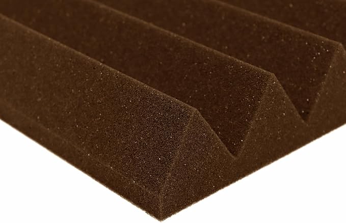 Foam Factory Inc 24 Pack Color Acoustic Foam Panel Studio Soundproofing Wedge Wall Tiles 12” X 12” X 2” (Brown)