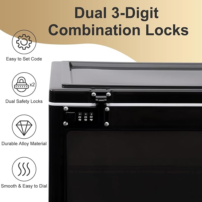 Lalifebuss Large Lock Box for Personal Items, 24 Litre Combination Lockable Storage Box for Office Locker/School/Medicine/Snacks/Phone Jail/Electronic/Home (Black&White)