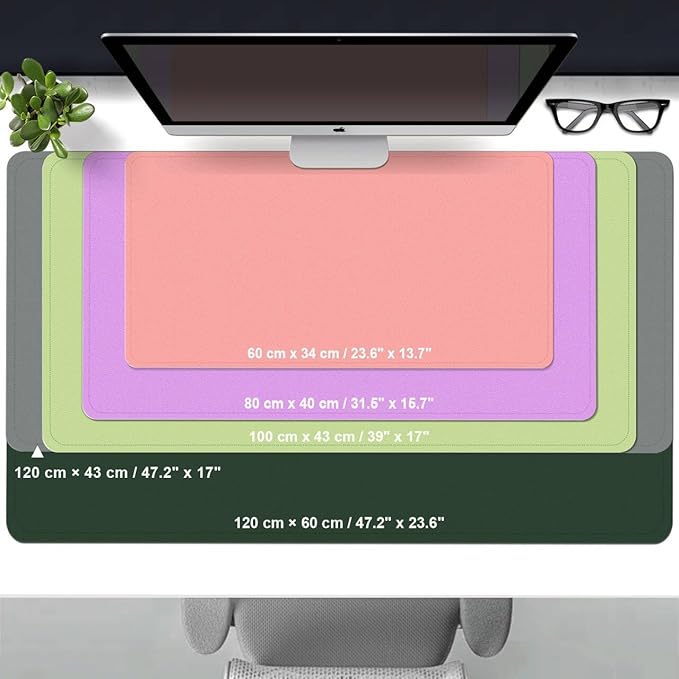 BLESWIN Desk Pad Protector, Leather & Suede Desk Mat, Non-Slip Desk Pad Mat, Large Mouse Pad, Waterproof Desk Blotter Mat, Desk Cover for Office, Home (Black, 23.6" x 13.7")