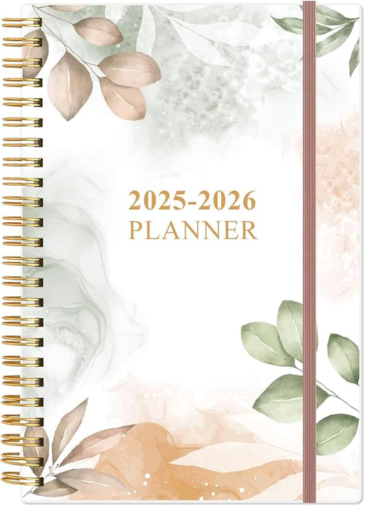 2025-2026 Planner - 18 Months Weekly & Monthly Planner from July 2025 - December 2026, Spiral Planner 2025-2026 with Elastic Closure, Inner Pocket, Medium 5.8" x 8.3", Rose Leaf