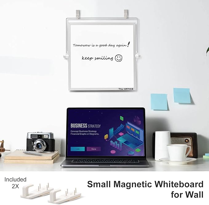 Small Magnetic Desktop White Board – 12 x 12 inches Mini Portable Dry Erase Whiteboard for Students Double Side to Do List Dry Erase Board with Stand for Office, School, Home
