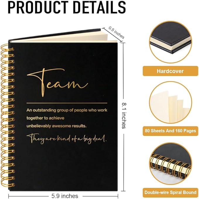 Team Definition 160 Blank Pages Spiral Notebook, Team Appreciation Gifts, Employee Thank You Gifts, Dream Team Gifts for Colleagues, New Job Appreciation Gifts for Coworker Colleagues