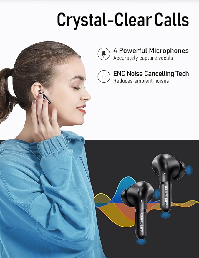 Euphony 501 Wireless Earbuds Bluetooth Headphones for iPhone and Android, Active Noise Cancelling Wireless Ear Buds (EU501)