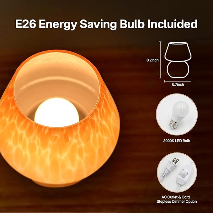 Mushroom Lamp Table Lamp for Bedroom,Small Desk Bedside Lamps for Living Room,Mushroom Decor Cute Mini Modern Mid Century Lamps for Night Stands,Aesthetic Home Living Room Decor(Flame Orange)