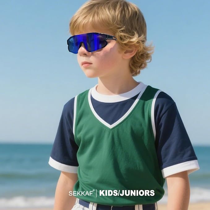 Kids Baseball Sunglasses for Boys Girls Youth Softball Cycling Sports Sunglasses UV400 Protection Age 5-12