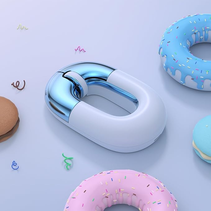 Travel Mouse Dual Mode Wireless Charging Mouse,Macaron Color Scheme Sweet Donut Bluetooth Computer Mice,Silent and Lightweight,1200 DPI Optical Tracking,Compatible with PC, Mac,Laptop(Blue)
