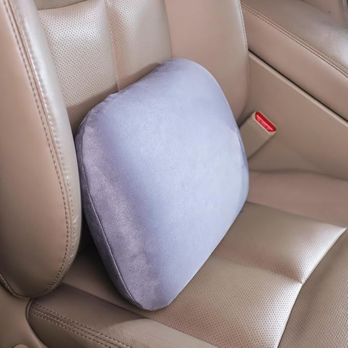 Lumbar Support Pillow for Car Seat Cushion Office Chair Thin Lower Back Pain Waist Support Driver Road Trip Accessories for Women Men Grey
