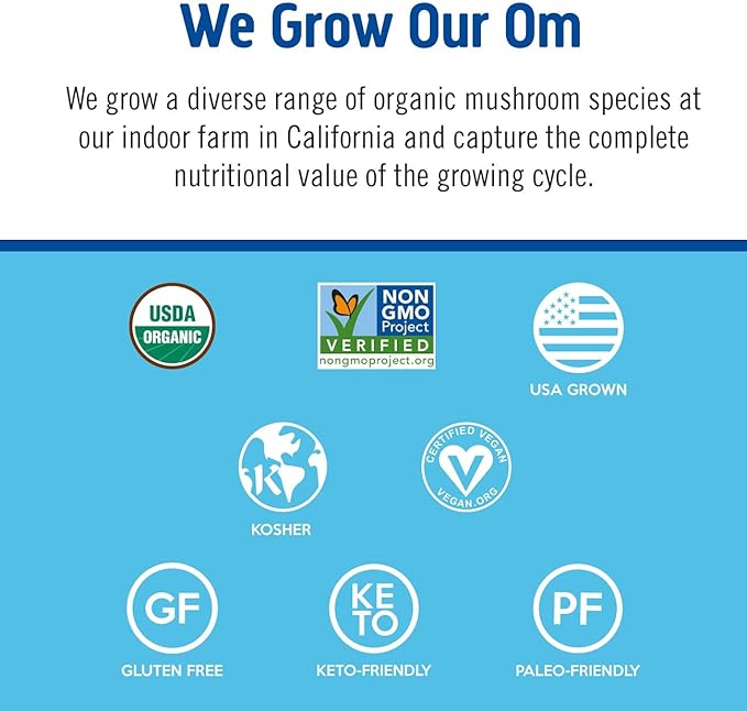 OM MUSHROOM SUPERFOOD Master Blend Mushrooms & Adaptogens, Creamy Vanilla Plant Protein, Single Serve, 10 Count, 10 Mushroom Complex, Lion's Mane, Ashwagandha, Stress Relief, GLP-1 Support