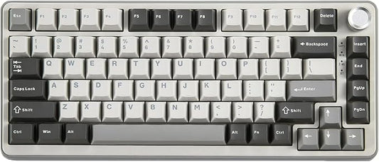 YUNZII B75 PRO Wireless Mechanical Keyboard,75% Layout with Knob,Hot Swap Gasket Custom Structure,Creamy Pre-lubed Switches,RGB Backlit,Bluetooth/Type-C/2.4G for Win/Mac(Blue Grey Switch,Grey)