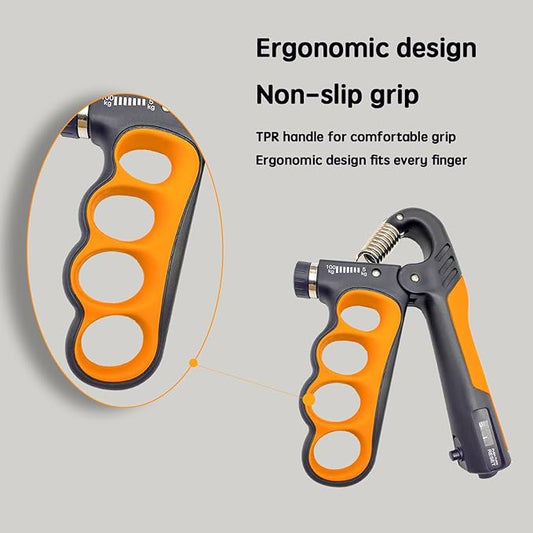 Grip Strength Trainer, Hand Grip Strengthener, Forearm Strengthener, Adjustable Resistance 11 Lbs - 220 Lbs, Ergonomic Design