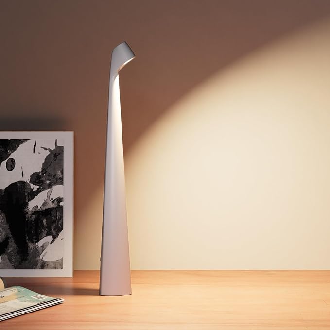 Cordless Portable LED Table Lamp,Built-in Rechargeable Battery-5000mAH,Dimmable Touch Small Desk Lamp with 3-Level Brightness for Bedroom/Living Room/Office (White)