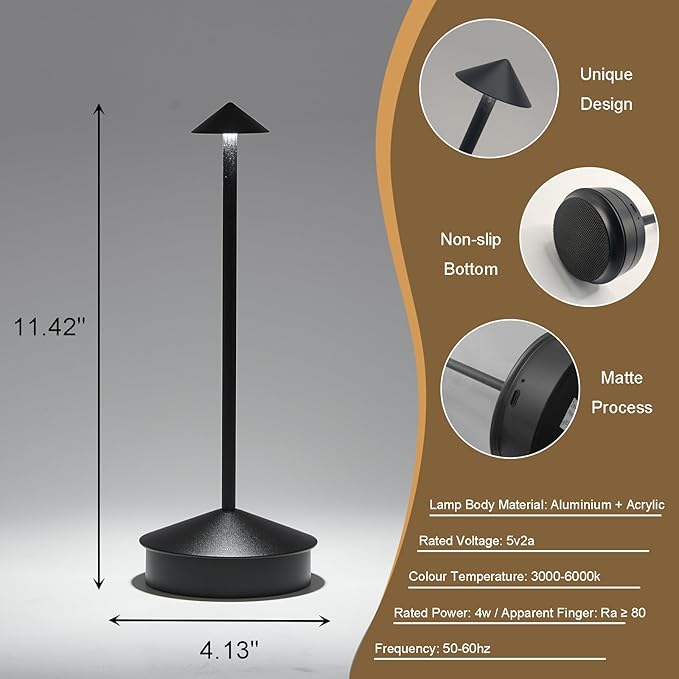 Cordless Rechargeable LED Table Lamps, 1800mAh Battery Desk Lamp Outdoor Portable Touch Dimmable Table Night Light for Patio Restaurant Dining Home Set of 2 White