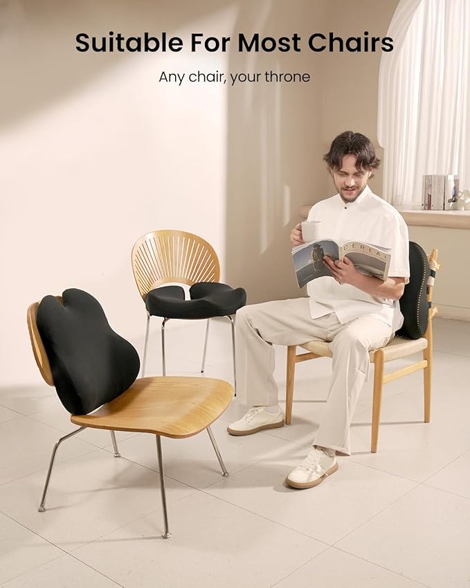 ProtoArc Lumbar Support Pillow for Office Chair, Memory Foam Back Support Pillow for Lower Back, Lumbar Cushion Desk Chair Back Cushion, Ergonomic Back Rest for Chair, Car, Home - Black