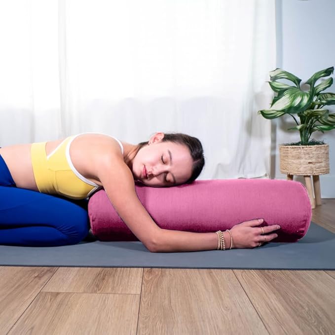 Sol Living Yoga Bolster Pillow for Restorative Meditation - 100% Cotton Cylindrical Cushion with Washable Cover for Balance Support in Asana Poses