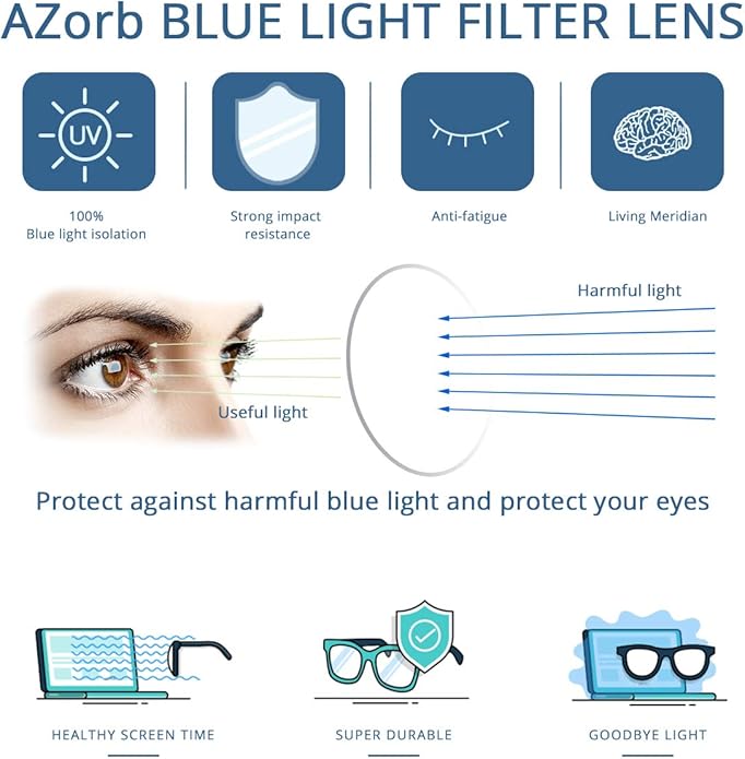 AZorb 2Pack Kids Blue Light Blocking Glasses - TR90 Unbreakable Computer Screen Glasses for Boys & Girls
