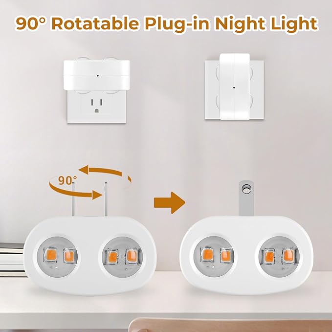 LED Night Lights Plug into Wall,Dusk to Dawn Auto-On/Off Night Light 5000K,1W Plug in Night Light for Hallway Bedroom Stairway 4 Pack Non-Dimmable