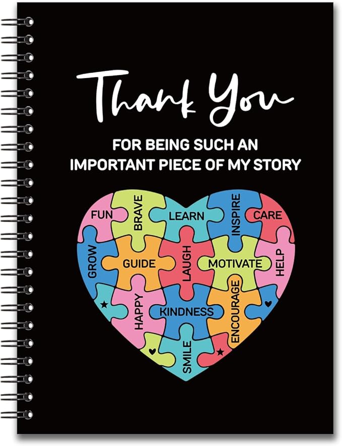 YAZMEEN Thank You Blank Spiral Notebook（160 Pages） Puzzle Hardcover Sketchbook Teacher Appreciation Gift Funny Notebook Birthday Gift for Teacher Family Friend Coworker Boss Mentor Coach Office Work