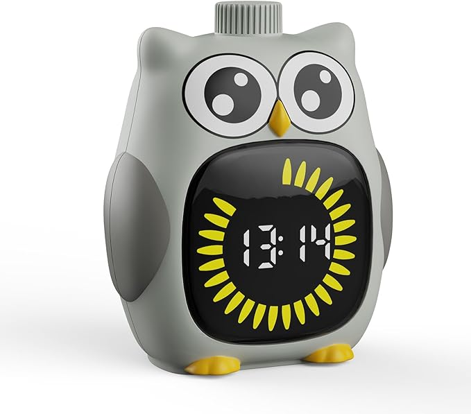 Grey Big-Eyed Owl Visual Timer for Kids,Classroom Timer, Time Out Timer,Up to 99Minutes Small Visual Timer,for Yoga,for Kitchen
