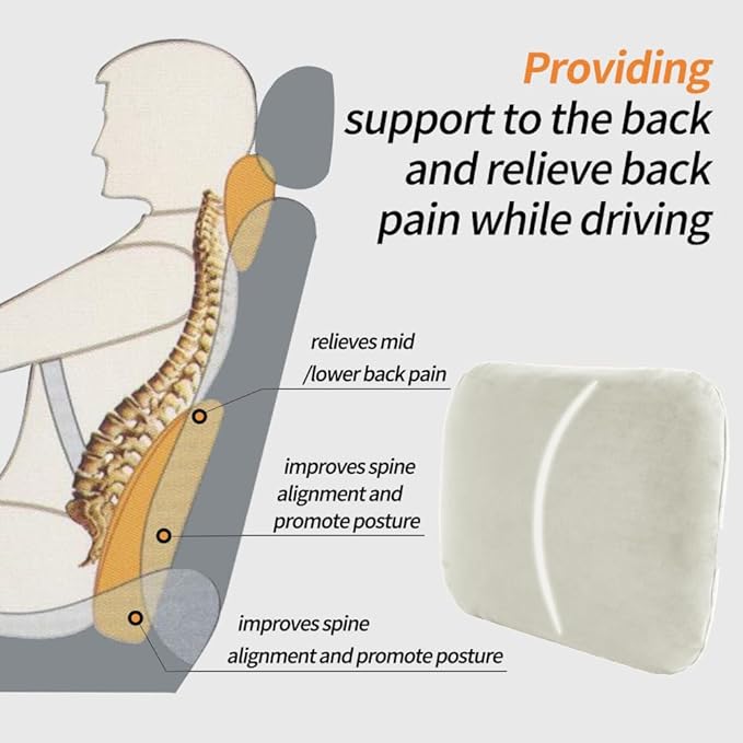Beige Lumbar Support Pillow for Car Driving Seat Soft Latex Lower Back Support Relax Home Desk Office Accessories Chair Cushion Pain Relief