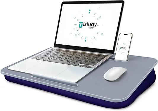 Lap Desk with Washable Cushion – Fits up to 17-Inch Laptops – Portable Laptop Desk & Stand – Bed desks & Tray for Writing, Reading, Working, Gaming on Bed, Couch, Floor –Istudyniture -Large, NavyBlue