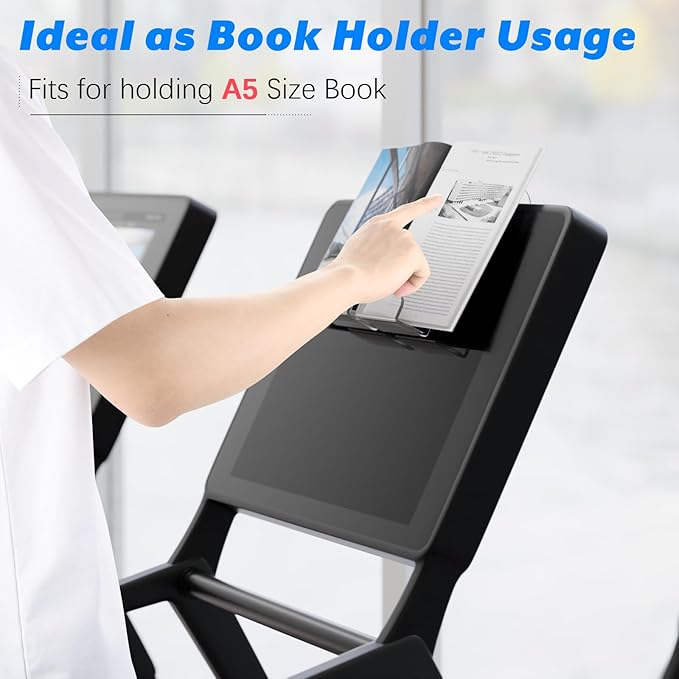 Cosmos Treadmill Tablet Holder & Phone Stand Compatible with Peloton Bike, Treadmill Acrylic Tablet Reading Rack for iPad, Gym Exercise Bike & A5 Book Holder, Adjustable Clamps with Anti-Slip Pads