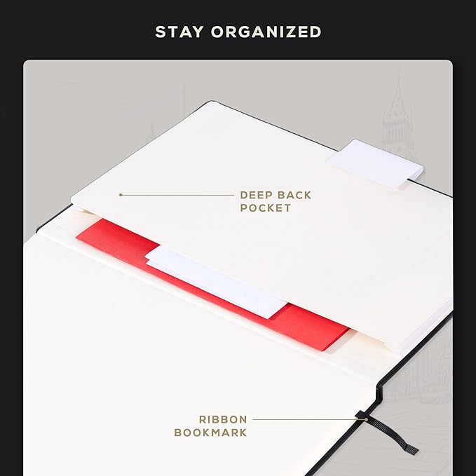 BEECHMORE BOOKS Blank Sheet Music Notebook – A4 8.5x11.5 for Songwriters, Musicians & Composers, 156 Thick 120gsm Pages, 10-Staff Perforated Sheets, Vegan Leather Hardcover, Elastic Closure, Gift Box