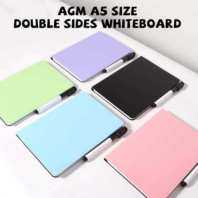 AGM Portable White Board Dry Erase, Double Sided Folding Whiteboards with Pen, Small Dry Erase Board for Study, Meeting, Doodling, Planning, Pink