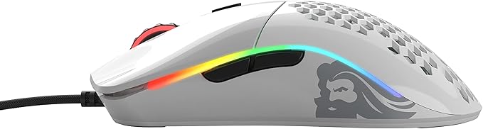 Glorious Model O- (Minus) Compact Wired Gaming Mouse - 58g Superlight Honeycomb Design, RGB, Pixart 3360 Sensor, Ambidextrous, Omron Switches - Glossy White